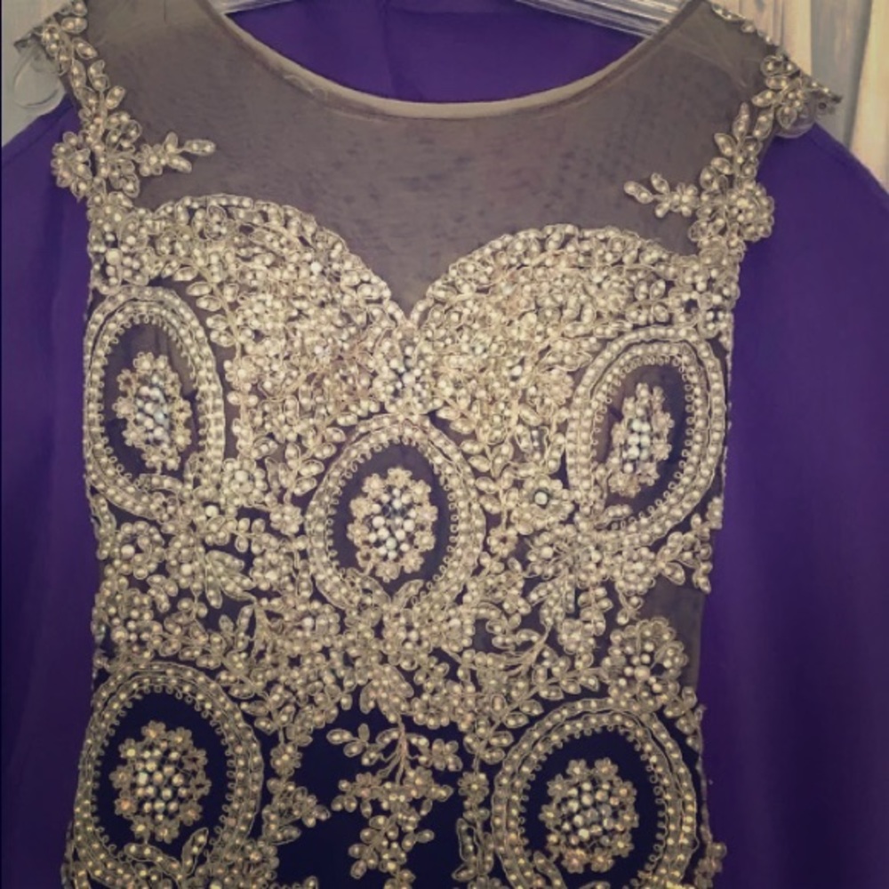 Black and gold prom dress